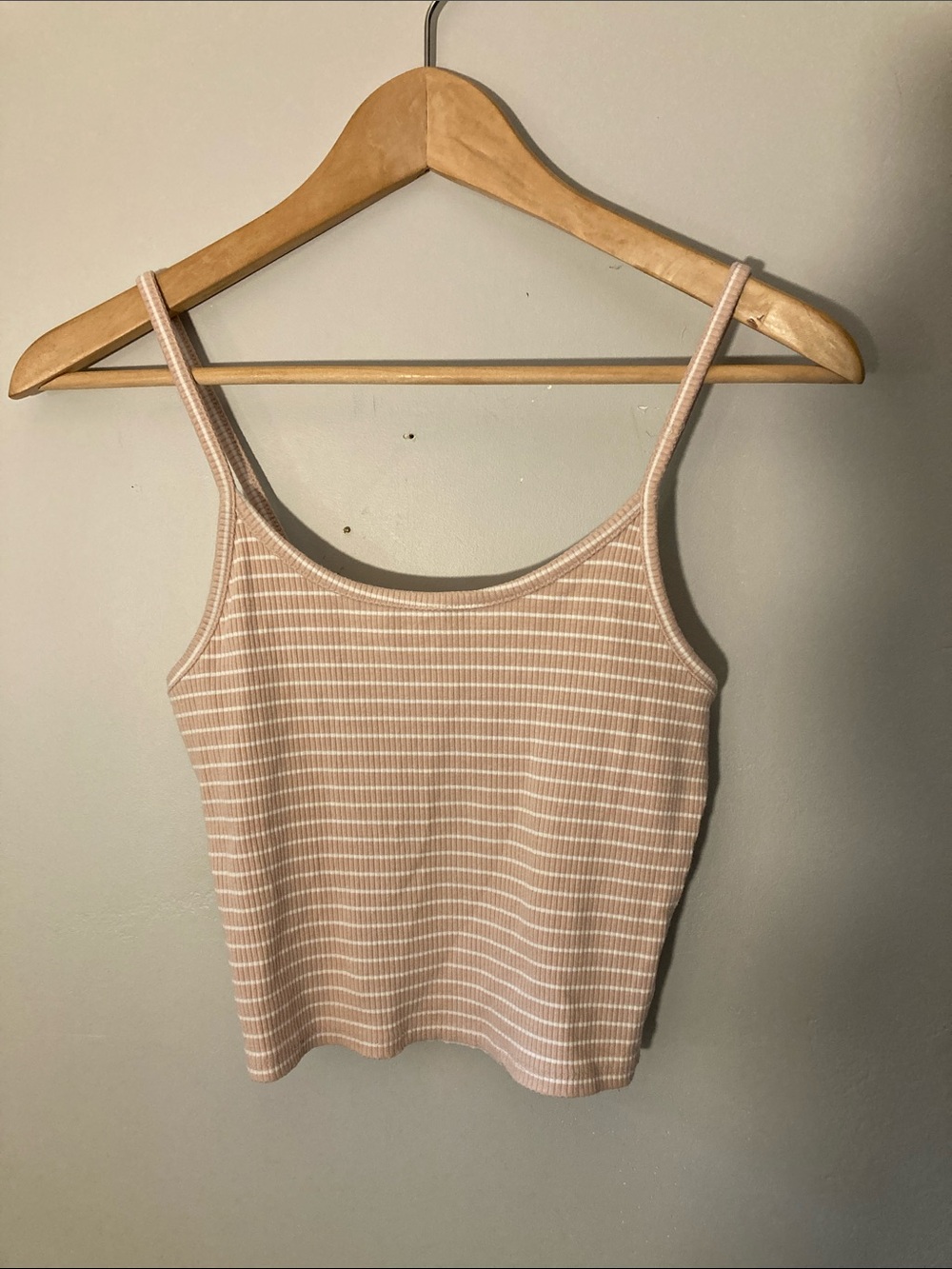 American Age Blush Pink Striped Ribbed Camisole